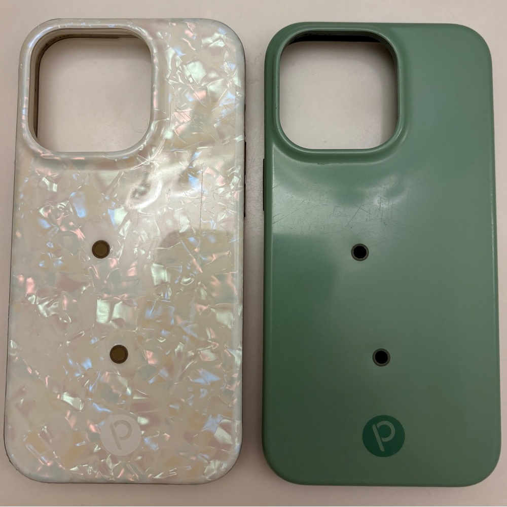 Two Loopy 6.1” IPhone 11 12 13 14 Cases Green Sage Opal Shell NO LOOP